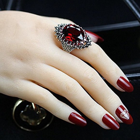 Sterling Silver Red Crystal Party CZ Ring - Picture 2 of 2